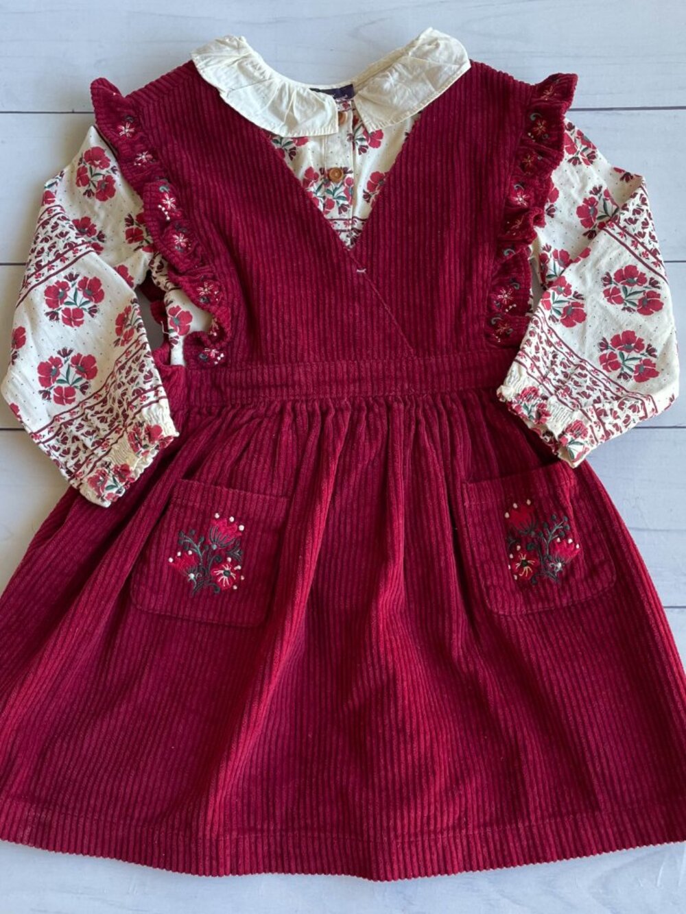 Entire Closet $5! SerGent Major Girl's Corduroy Jumper Dress w/ Peter Pan Collar - Picture 2 of 11